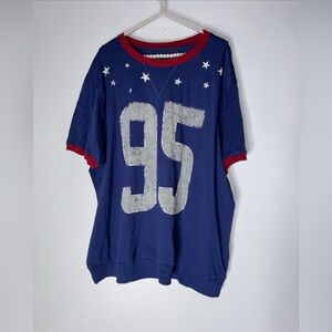 NWT Torrid 95 Classic Cotton Crew Neck Varsity‎ Sweatshirt Blue 2